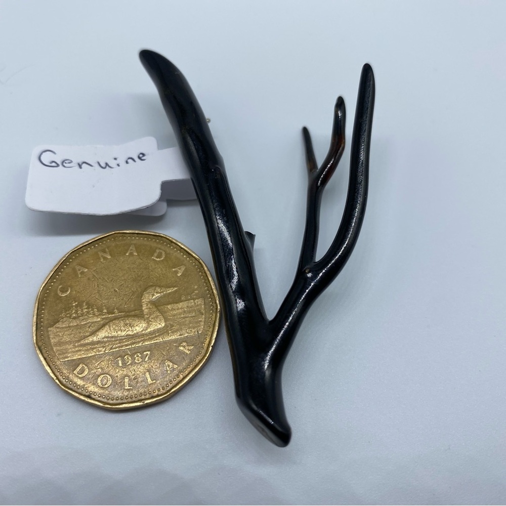 Natural Black Coral Brooch Branch